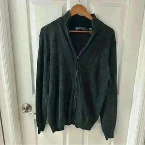 Men's Oscar Del La Renta Cotton Blend Full Zip Gray Sweater Jacket size XL